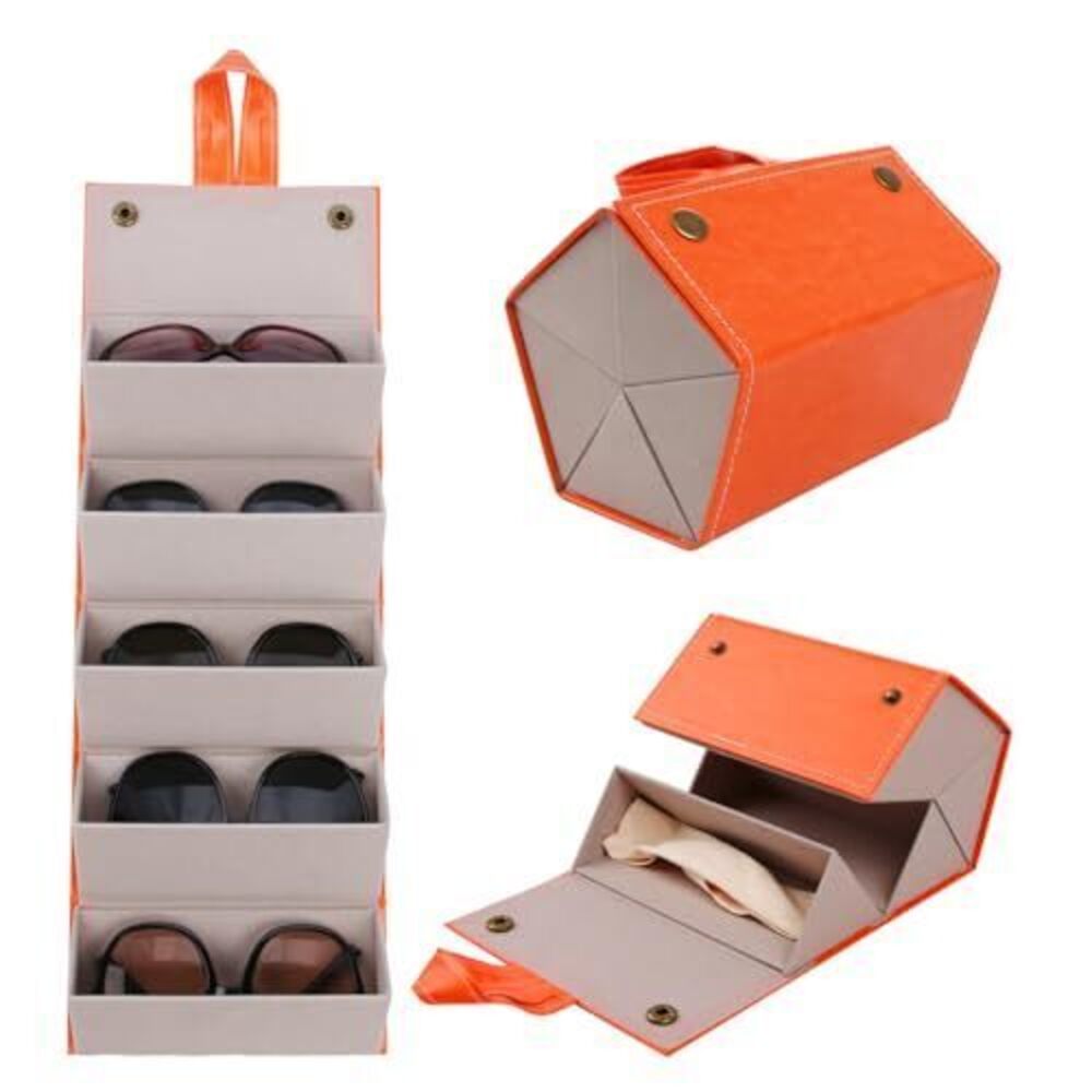 8280 Travel Sunglasses Organizer, Foldable Sunglasses Travel Case with 5